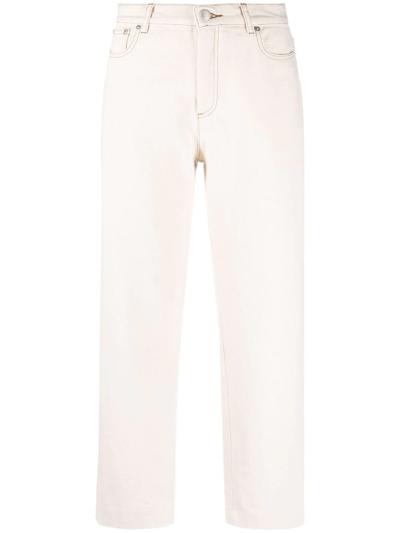Shop Apc High-waist Cropped Jeans In Nude
