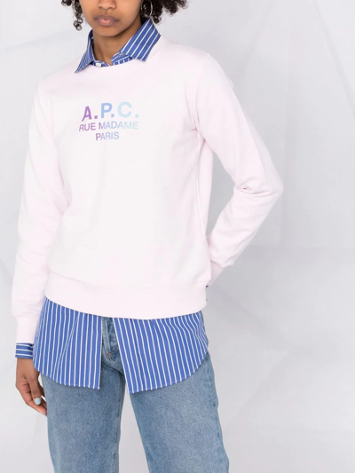Shop Apc Logo-print Sweatshirt In Rosa