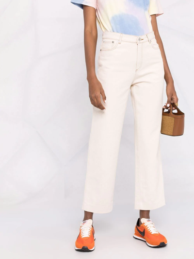 Shop A.p.c. High-waist Cropped Jeans In Nude