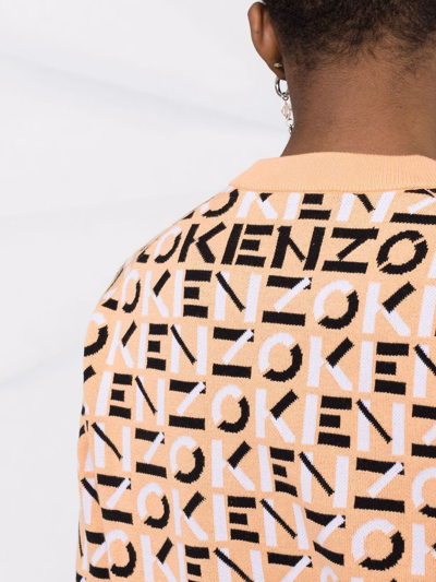 Shop Kenzo Intarsia-logo Knit Jumper In Orange