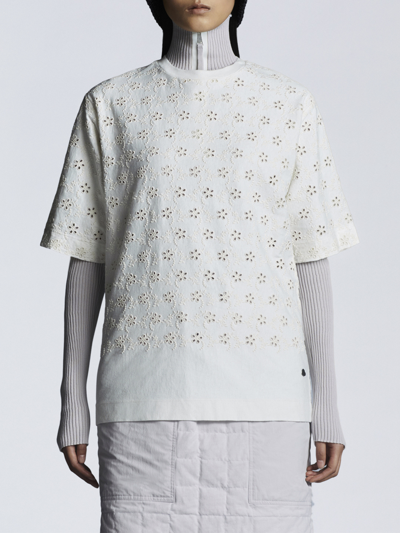 Shop Moncler Broderie Anglaise T-shirt In White