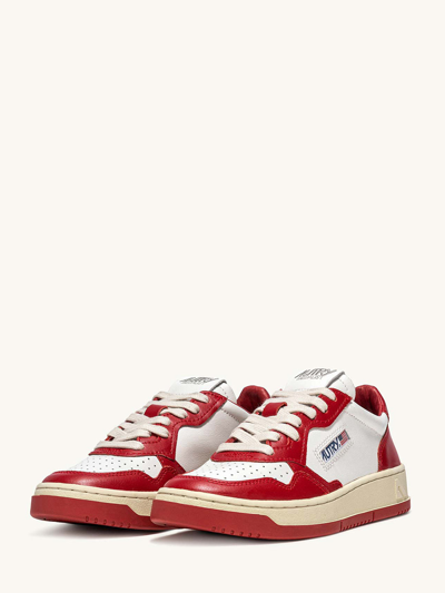 Shop Autry Medalist Red And White Sneakers