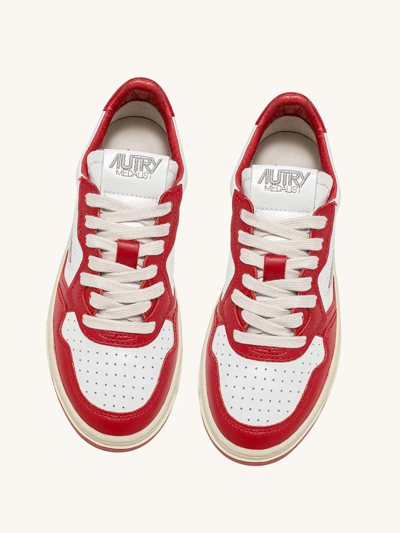 Shop Autry Medalist Red And White Sneakers