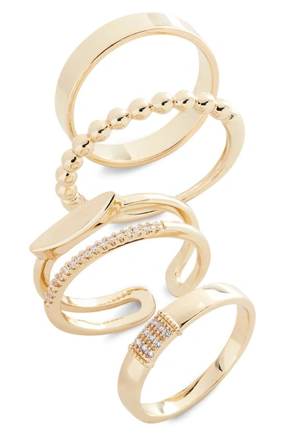 Shop Nordstrom Set Of 4 Stacking Rings In Clear- Gold