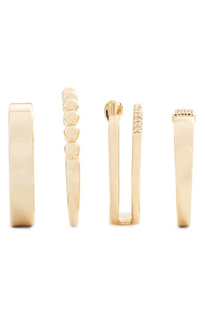 Nordstrom Set Of 4 Stacking Rings In Clear- Gold