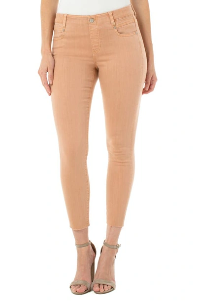 Shop Liverpool Gia Glider Pull-on Cut Hem Crop Skinny Jeans In Dusty Coral