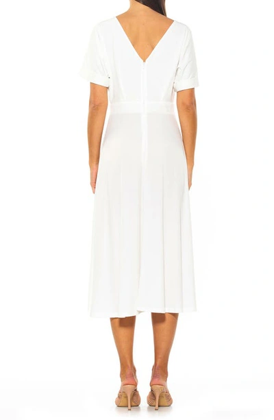 Shop Alexia Admor Lana Draped Bodice Floral Midi Dress In Off-white