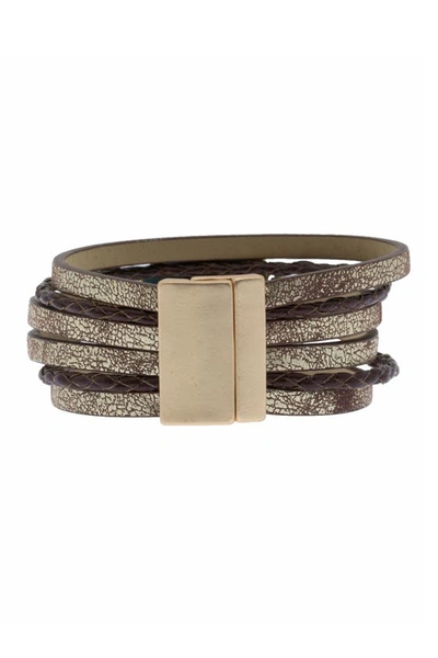 Saachi Braided Turquoise Leather Bracelet In Bronze