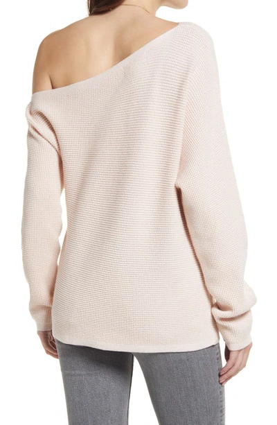 Shop Treasure & Bond Thermal Knit One-shoulder Sweater In Pink Peony Bud