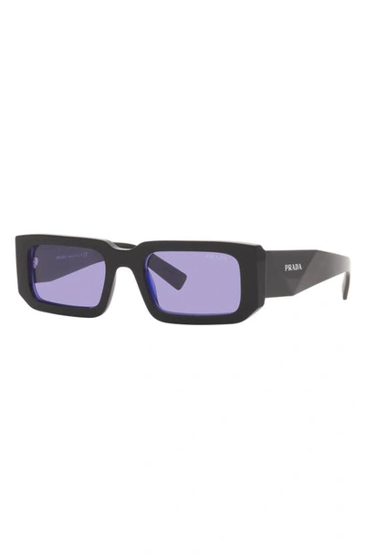 Shop Prada 53mm Rectangular Sunglasses In Black/ Blue/ Violet