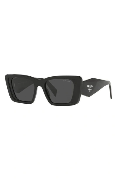 Shop Prada 51mm Square Sunglasses In Black/ Dark Grey