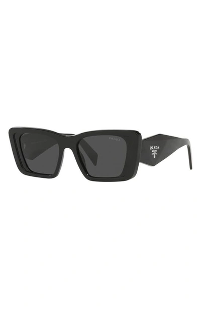 Prada Symbole 51mm Rectangular Sunglasses In Black/ Dark Grey