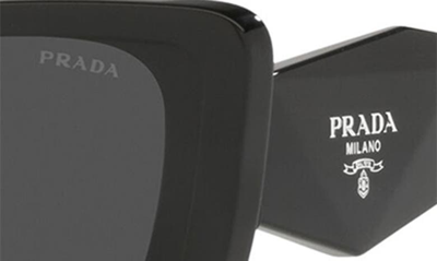 Prada Symbole 51mm Rectangular Sunglasses In Black/ Dark Grey