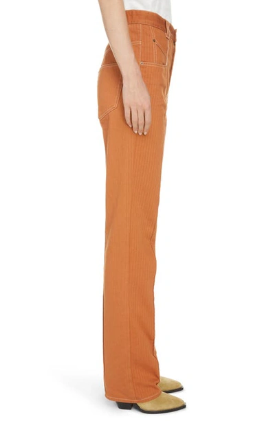 Shop Isabel Marant Lirokae Herringbone Straight Leg Jeans In Terracotta