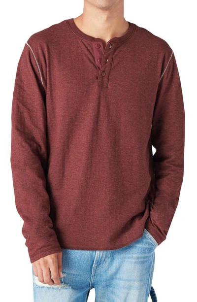 Shop Lucky Brand Duofold Cotton Henley In Burgundy