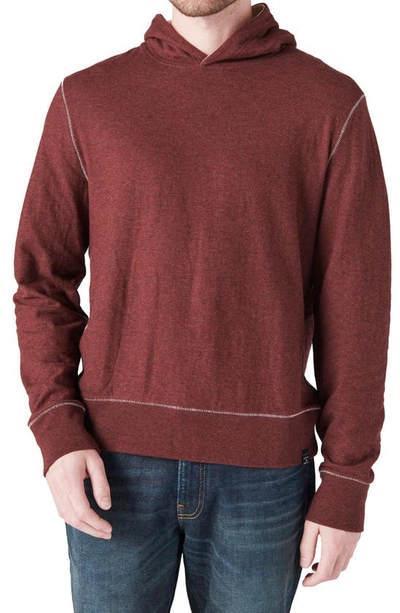 Shop Lucky Brand Duofold Cotton Hoodie In Burgundy