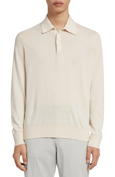 Shop Zegna Baby Island Cotton & Cashmere Long Sleeve Polo In Natural
