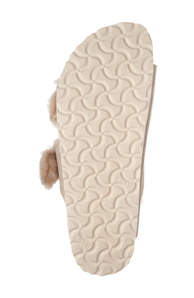 Shop Birkenstock Arizona Genuine Shearling Slide Sandal In Nude Suede/ Shearling