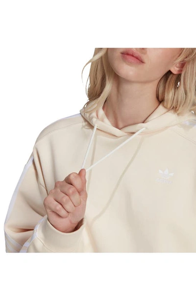 Shop Adidas Originals Short Fleece Hoodie In Wonder White
