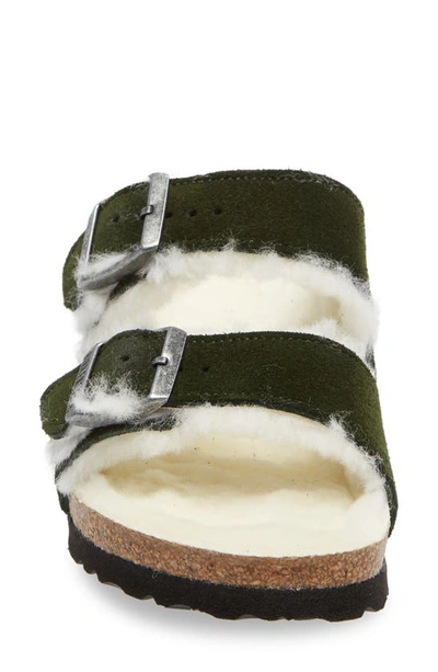Shop Birkenstock Arizona Genuine Shearling Slide Sandal In Mountain View/ Natural