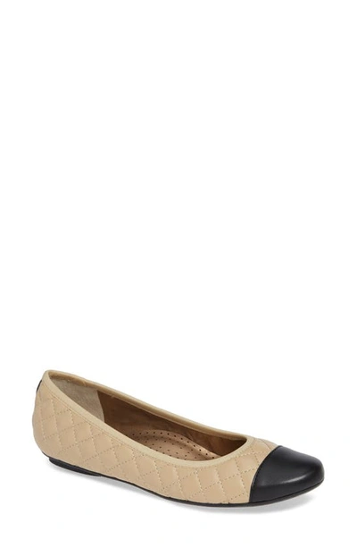 Shop Vaneli 'serene' Flat In Pudding/ Black Leather