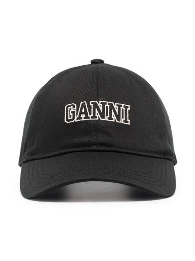 Shop Ganni Logo Cotton Baseball Cap