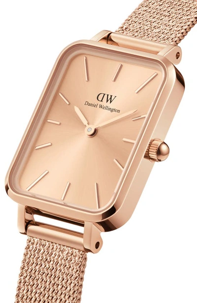 Shop Daniel Wellington Quadro Unitone Mesh Strap Watch, 20mm X 26mm In Rose Gold Unitone