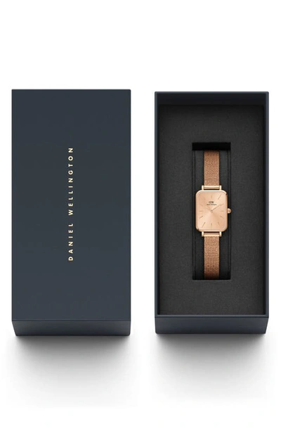 Shop Daniel Wellington Quadro Unitone Mesh Strap Watch, 20mm X 26mm In Rose Gold Unitone