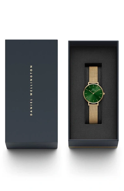 Shop Daniel Wellington Petite Melrose Mesh Watch, 28mm In Gold/ Emerald