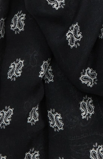 Shop Saint Laurent Bandana Print Twill Scarf In Black/ Ivory