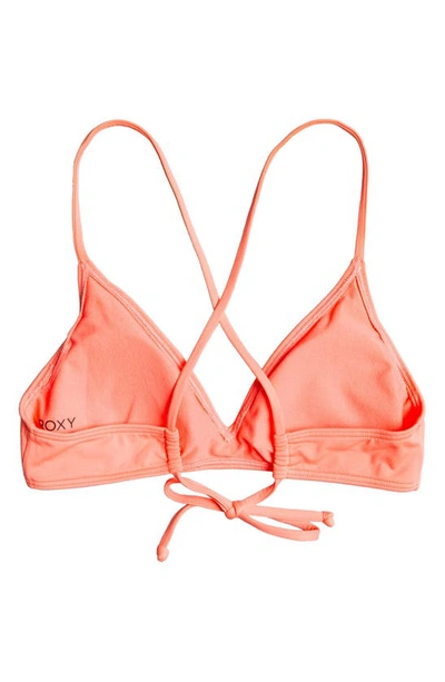 Shop Roxy Beach Classics Strappy Athletic Triangle Bikini Top In Fusion Coral