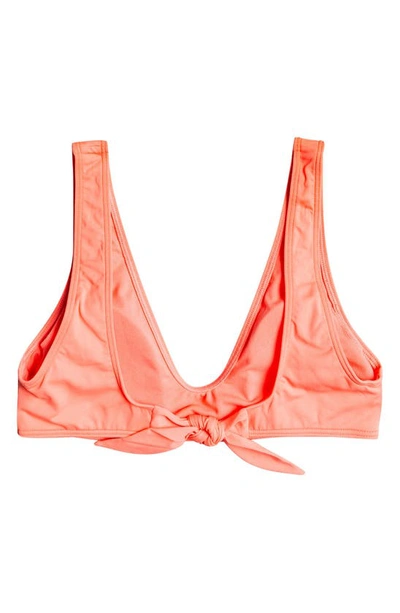 Shop Roxy Beach Classics Elongated Triangle Bikini Top In Fusion Coral
