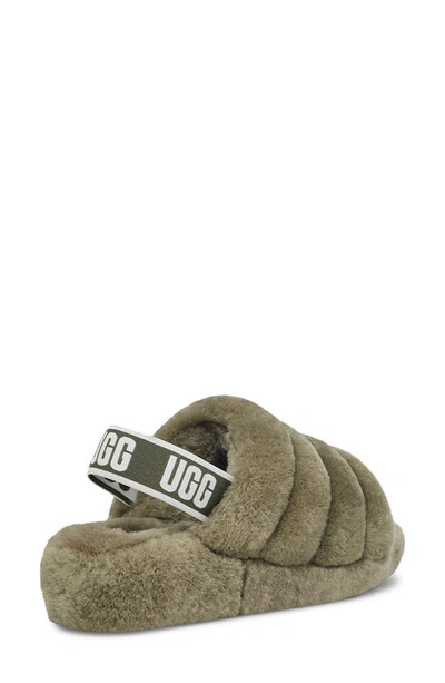 Shop Ugg Fluff Yeah Faux Fur Slingback Sandal In Burnt Olive