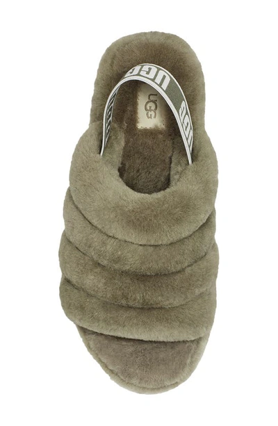 Shop Ugg Fluff Yeah Faux Fur Slingback Sandal In Burnt Olive