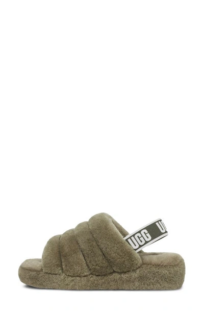 Ugg Fluff Yeah Genuine Shearling Slingback Sandal In Burnt Olive