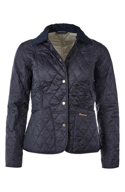 Shop Barbour Summer Liddesdale Quilted Jacket In Navy/ Pearl
