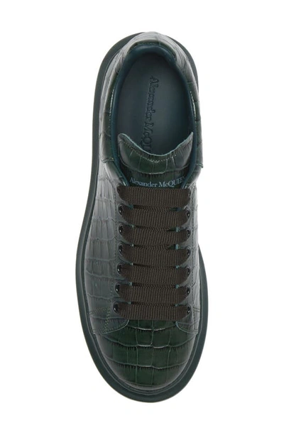 Shop Alexander Mcqueen Croc Embossed Oversize Sneaker In Dark Forest Green