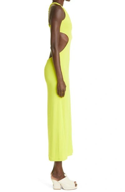 Shop Dion Lee Rope Strap Halter Body-con Jersey Midi Dress In Acid Yellow