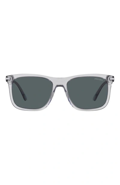 Shop Prada 56mm Gradient Rectangular Sunglasses In Grey Crystal/ Blue