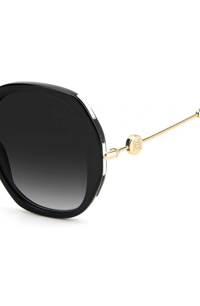 Shop Carolina Herrera Round Sunglasses In Black / Grey Shaded