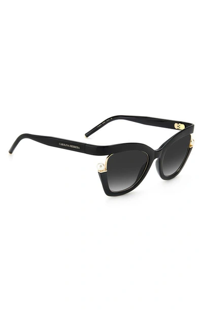 Shop Carolina Herrera 53mm Cat Eye Sunglasses In Black / Grey Shaded