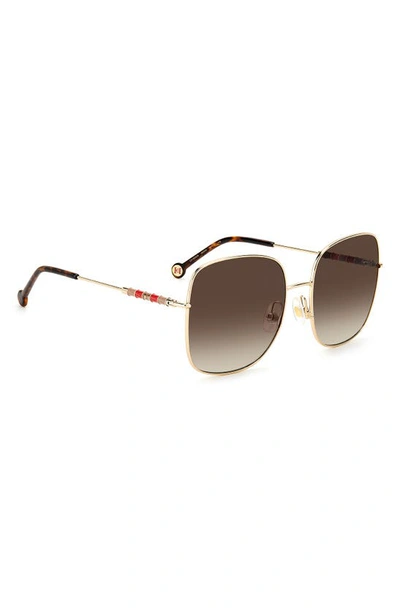 Shop Carolina Herrera Square Sunglasses In Gold / Brown Gradient