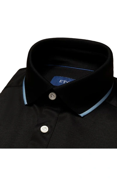 Shop Eton Contemporary Fit Filo Di Scozia Short Sleeve Polo In Black