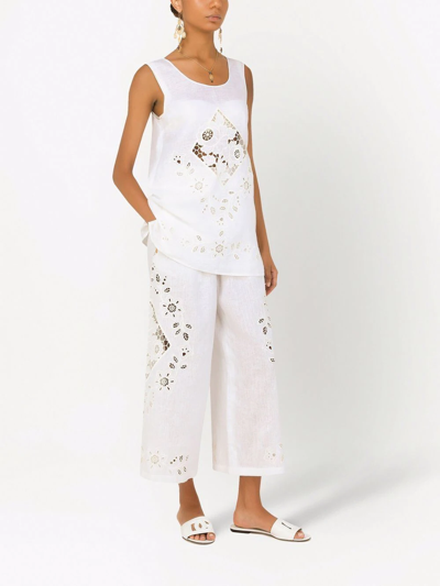 Dolce & Gabbana Broderie-anglais Longline Top In White