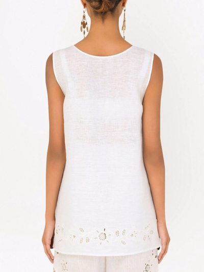 Dolce & Gabbana Broderie-anglais Longline Top In White