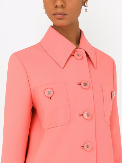 Shop Dolce & Gabbana Longline Wool Coat In Pink