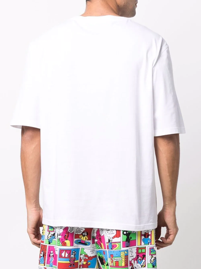 Shop Moschino Colour-blocked Logo T-shirt In Weiss