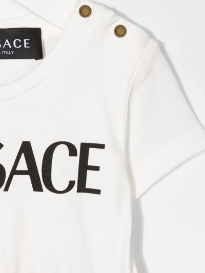 Shop Versace Barocco Logo-print Dress In White