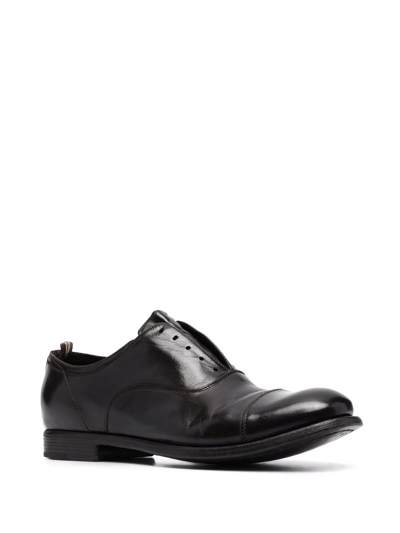 Officine Creative Distressed Slip-on Broque In Braun