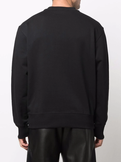 Shop Versace Jeans Couture Logo-print Metallic Sweatshirt In Schwarz